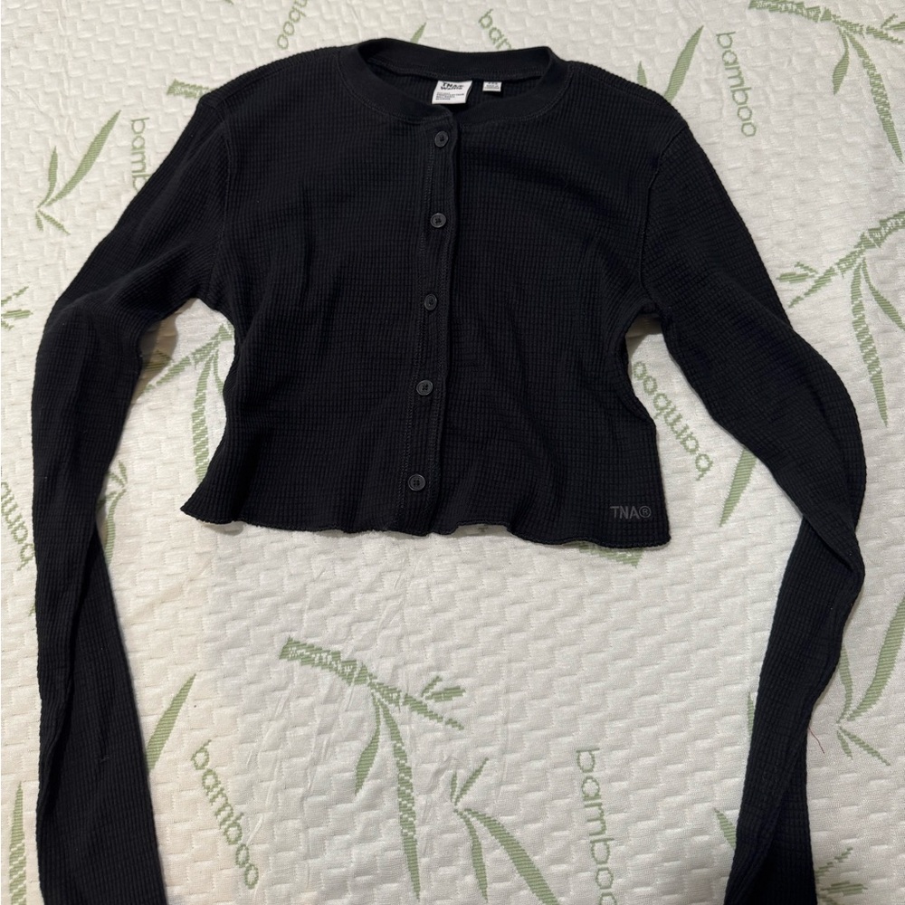 TNA Black Button-Up Long Sleeve Top